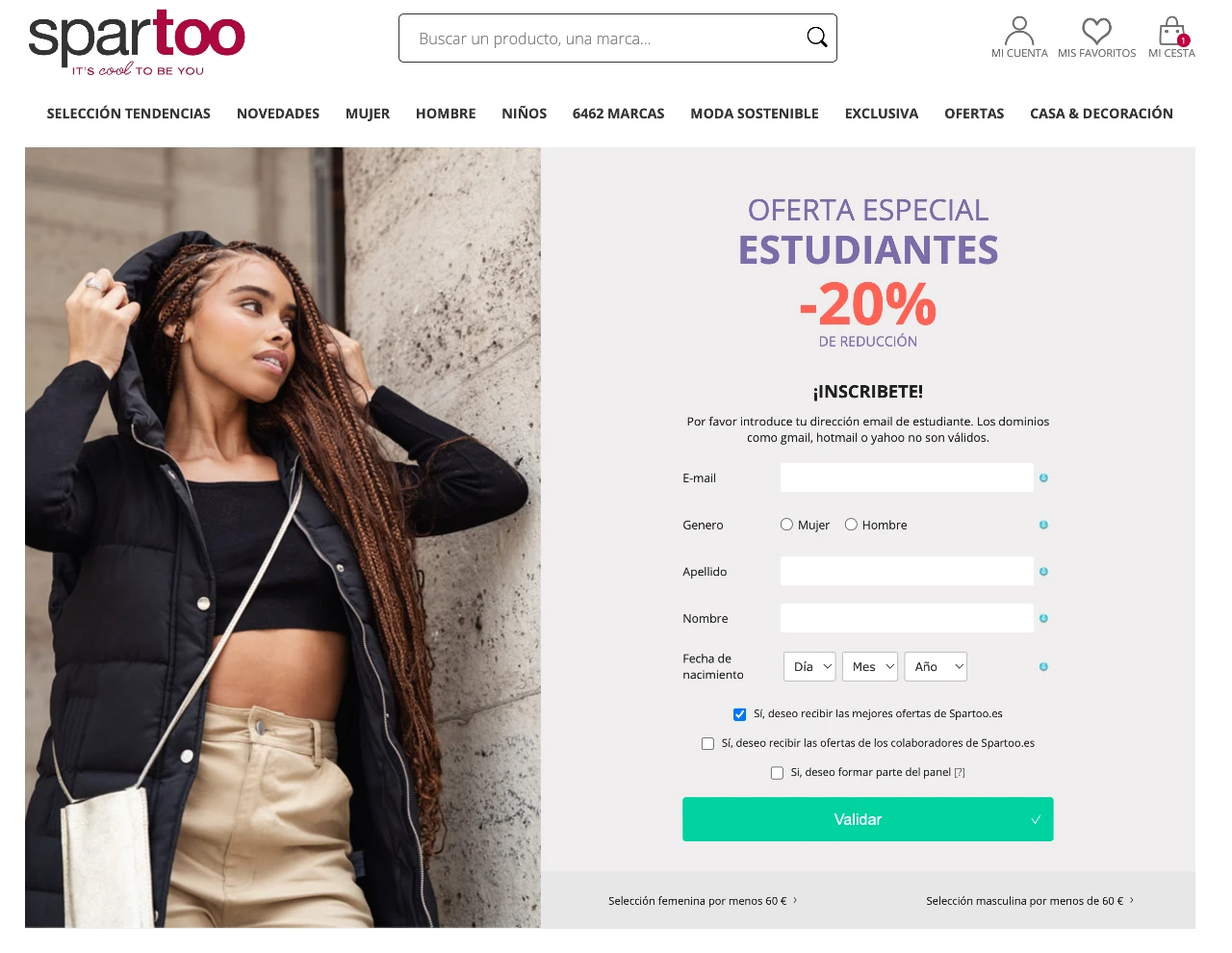 cup&oacute;n descuento Spartoo para estudiantes