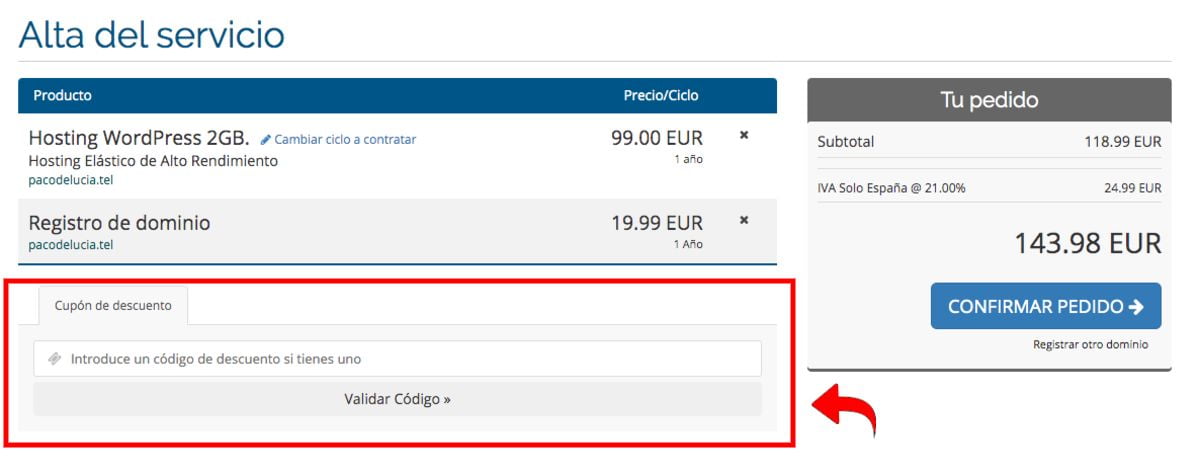aplicar cup&oacute;n webempresa
