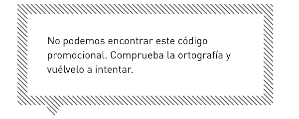 Código descuento Adidas no válido por no tener disponible dicha promoción Mensaje de error de la tienda online de Adidas España cuando al insertar un código descuento no es reconocido por su sistema