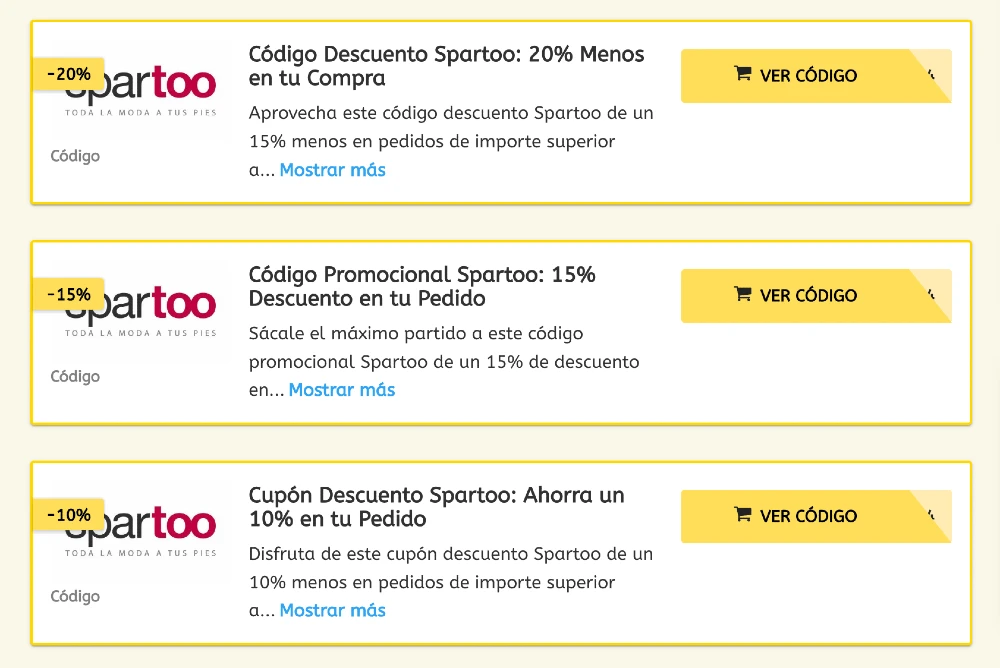Nuevos c&oacute;digos promocionales Spartoo cada mes