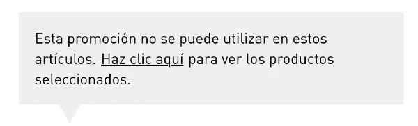 Mensaje de Error al aplicar un código descuento adidas en productos no seleccionados en la promoción Mensaje de error de la tienda online de Adidas España cuando utilizas un código descuento en artículos que no están incluidos en su promoción